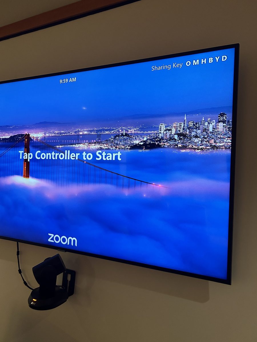Wall display installed and wired